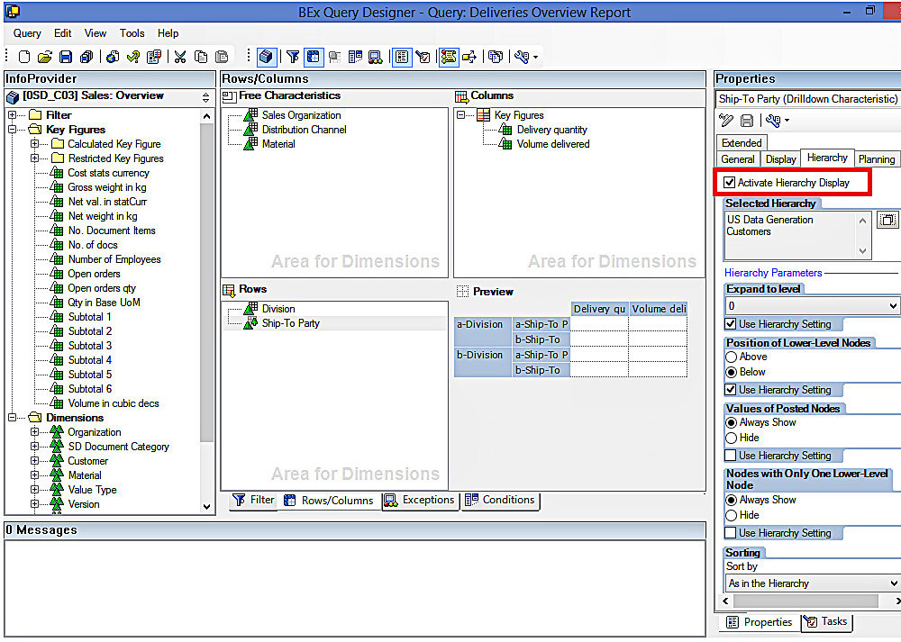 Selecting SAP BW Hierarchy