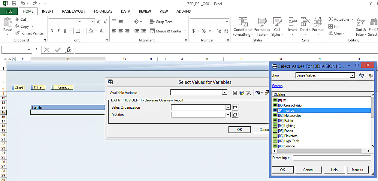 Select Values for Variables in SAP BEx Analyzer