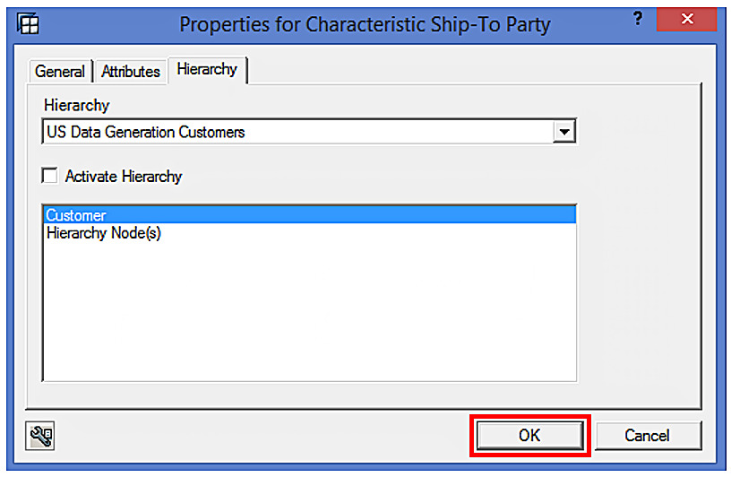 Properties of Ship-To Party Characteristic