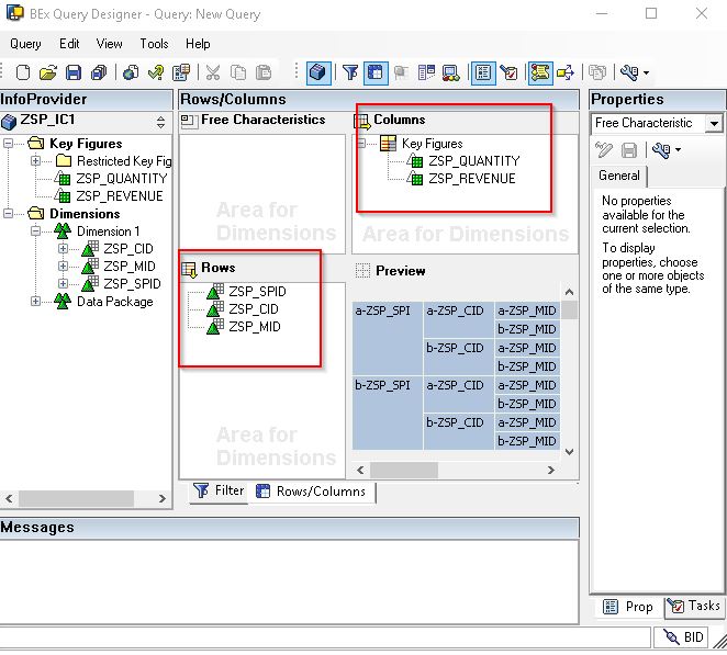 After Drag and Drop Key Figures and Characteristics to Columns and Rows