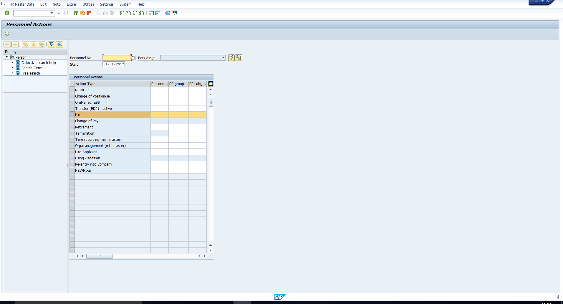 personnel number assignment table in sap