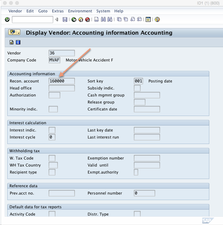 vendor reconciliation account assignment table in sap