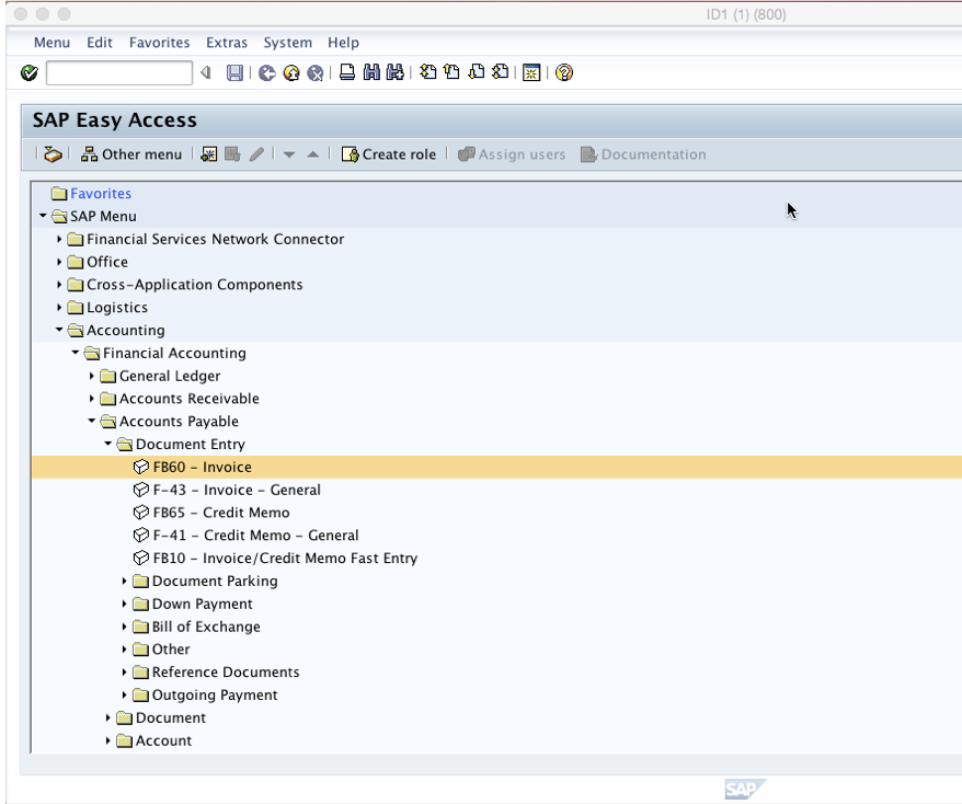 Menu path for posting a vendor invoice