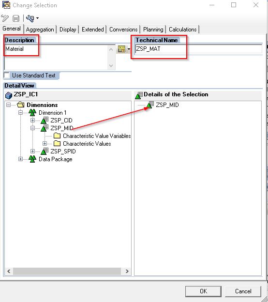 Giving Description, Technical name and Selecting Material Object