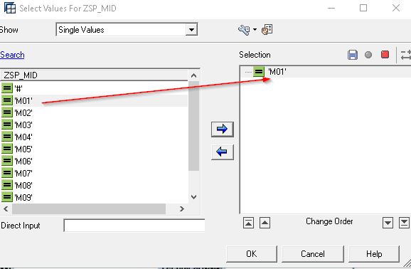 Choosing M01 Value and Dragging to the Right Side