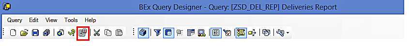 Query Designer: Toolbar (Properties)