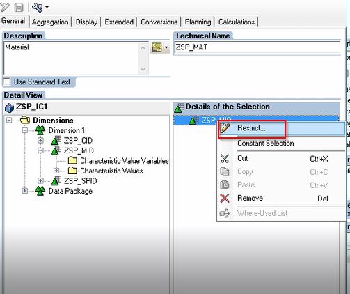 Selection of Restrict Option