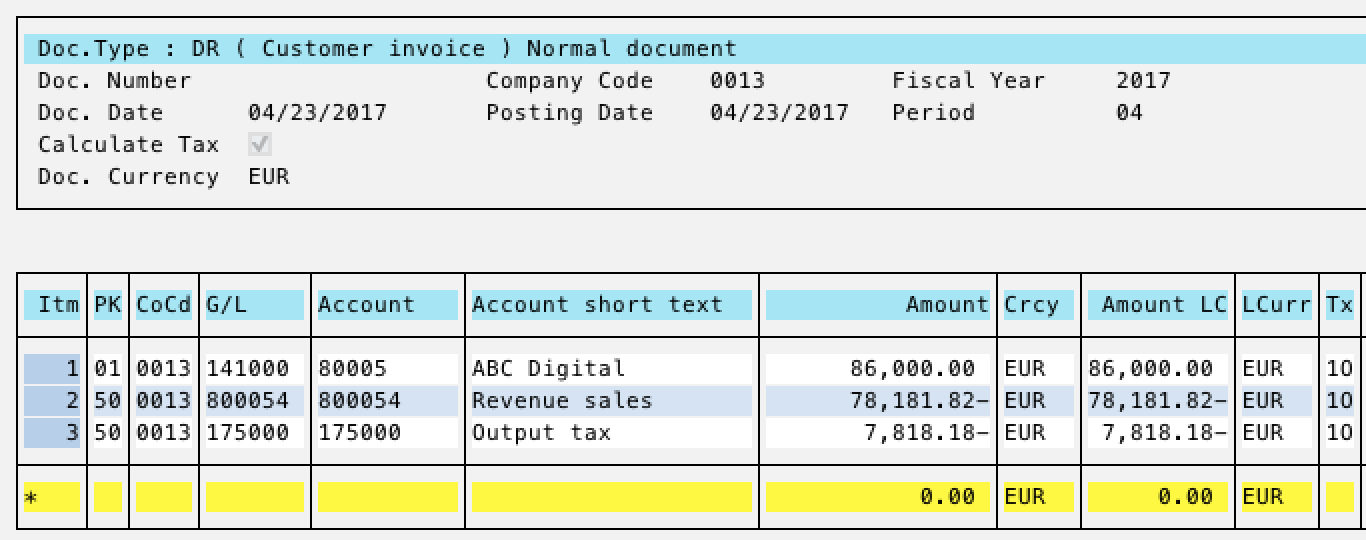 Customer Invoice with 10% Output Tax