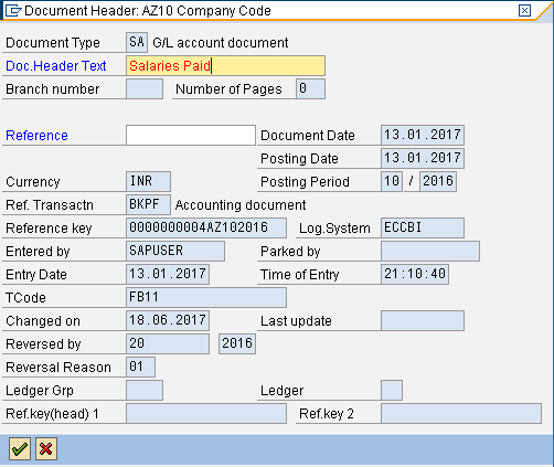 Change Document Header