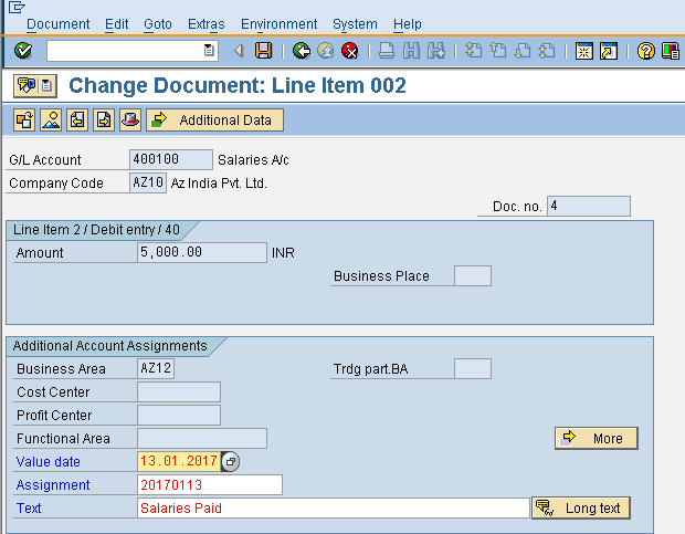 Change Document Line Item