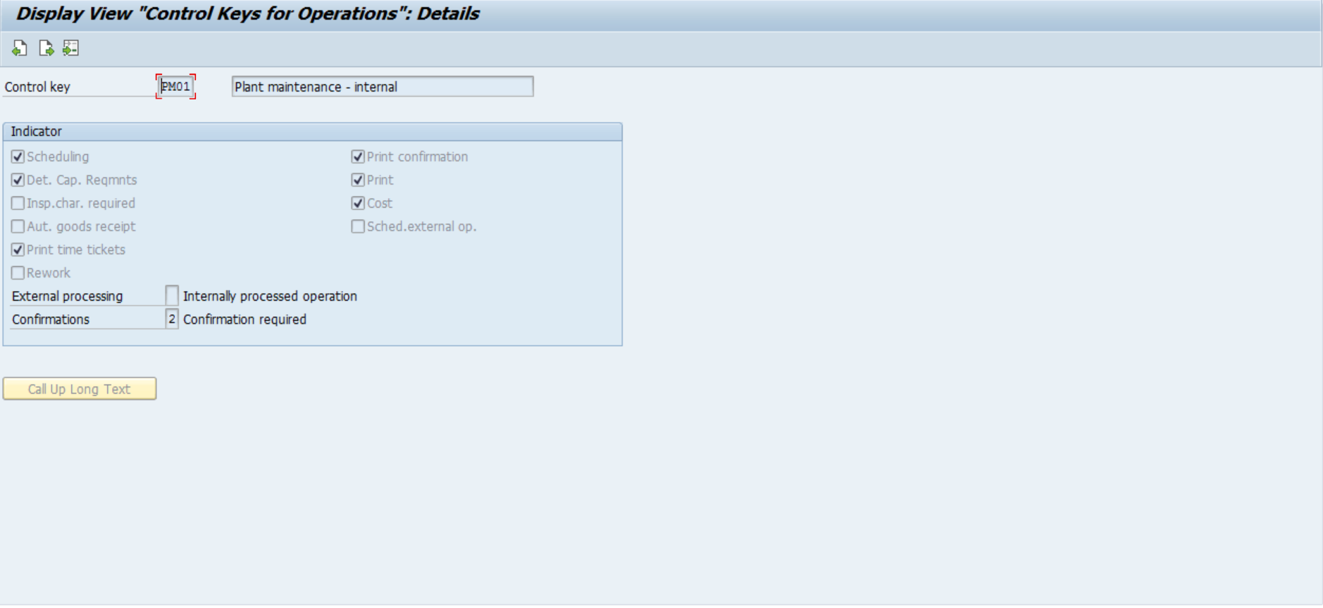 SAP PM Control Key Settings