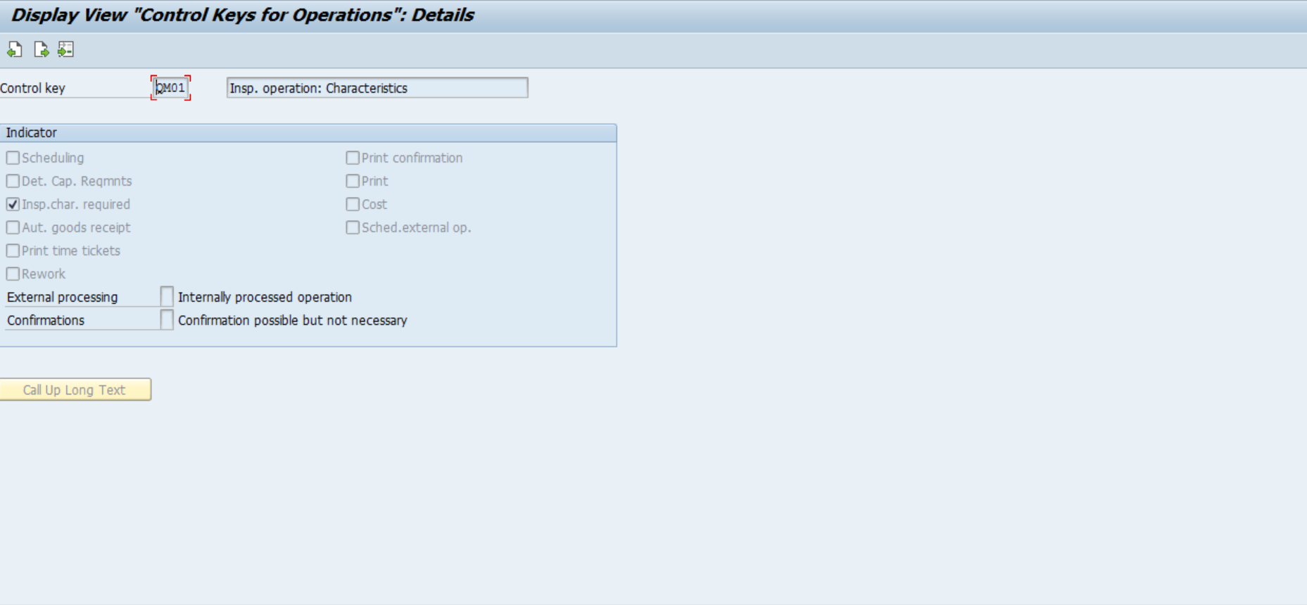 SAP QM Control Key Settings