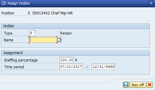 Figure 24: Assign Holder Pop-up Screen