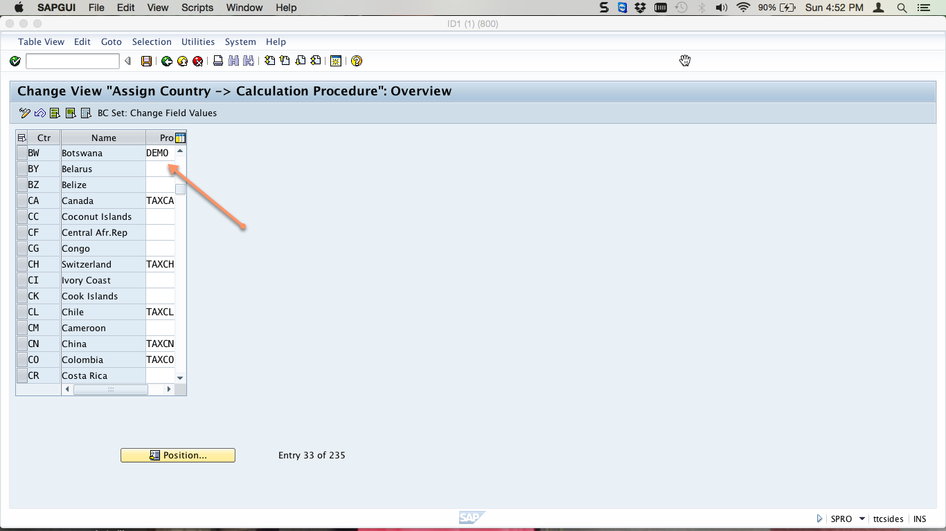 Assign Calculation Procedure to Country