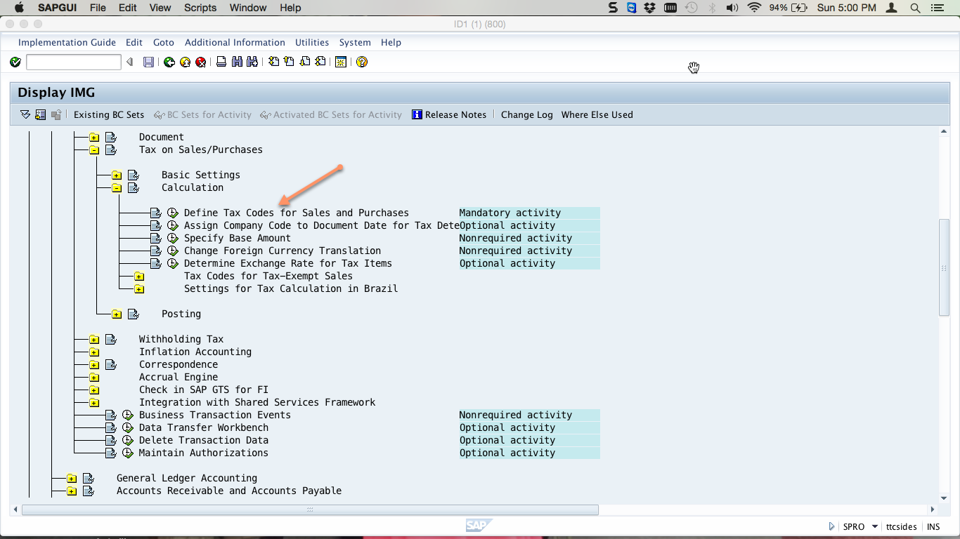 Calculation Menu for Customizing Tax