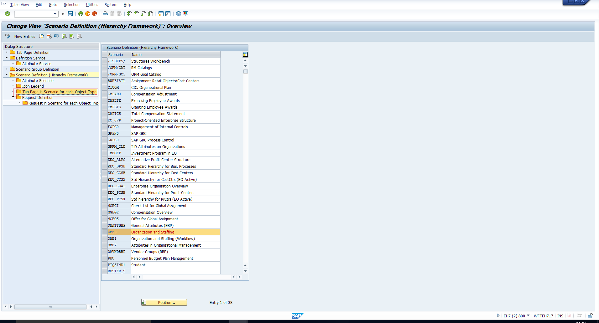 Select Tab Page in Scenario Structure Folder