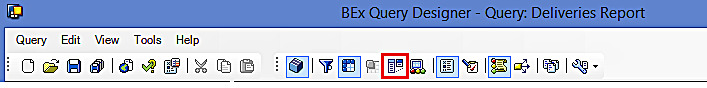 SAP BEx Query Designer: Toolbar (Conditions)