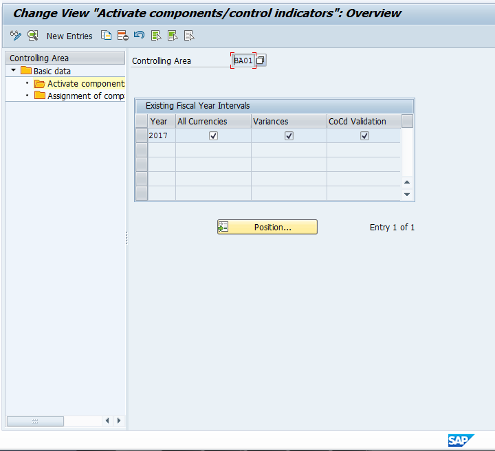 Control Indicators for SAP Controlling Area