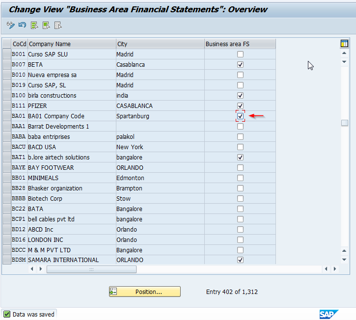 Select Business Area FS