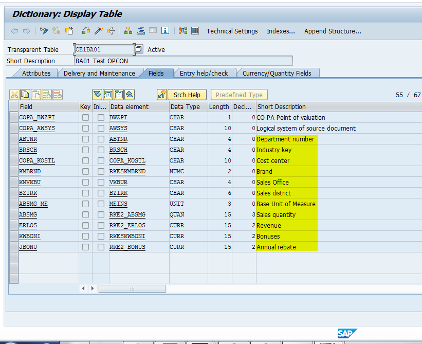 Data Structure Containing Characteristics and Value Fields