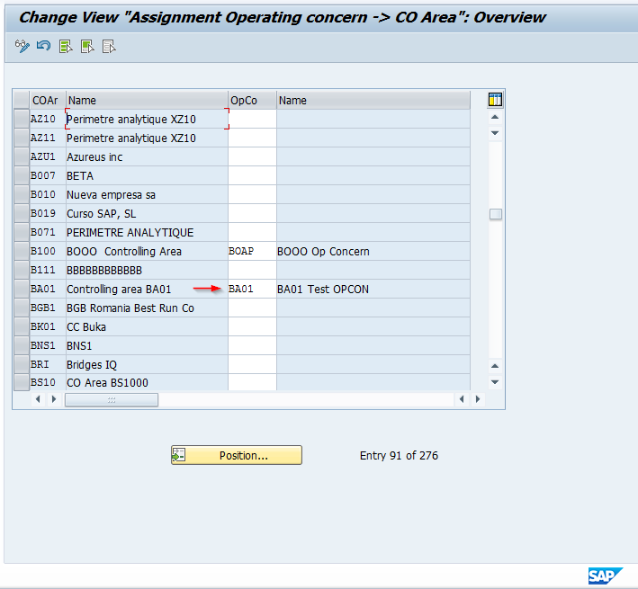 Assign SAP Operating Concern to SAP Controlling Area