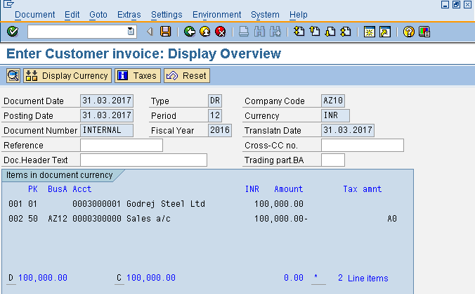 Sales Invoice Document