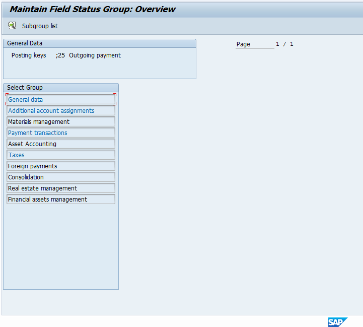 Maintain Field Status Groups for SAP Posting Keys