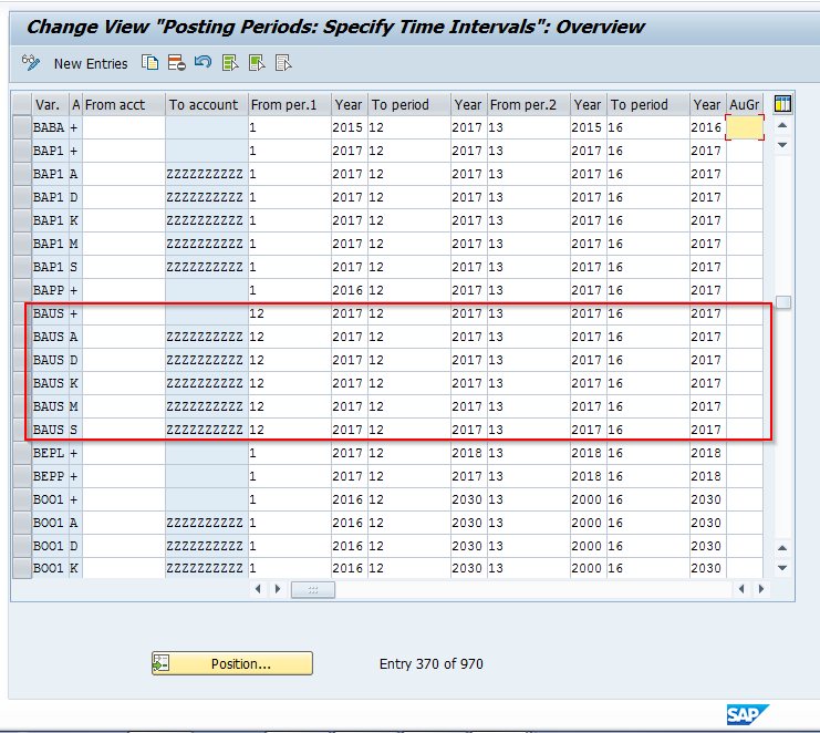 Change Periods and Year for Posting Period Variant Assigned to Company Codes Being Closed