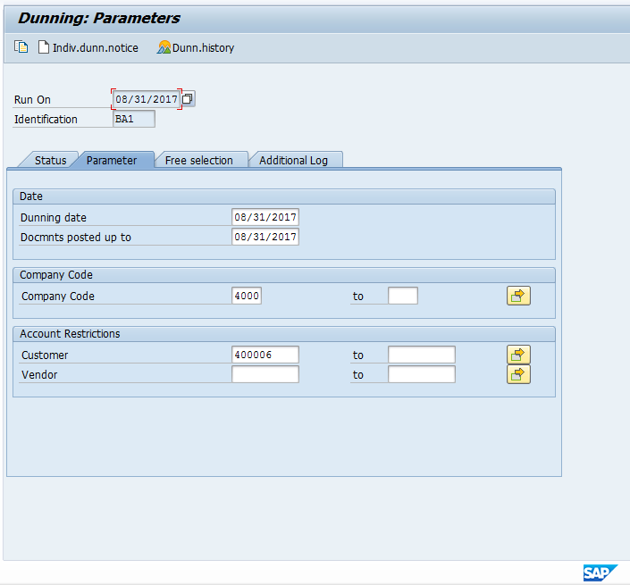 Dunning Program Selection Parameters