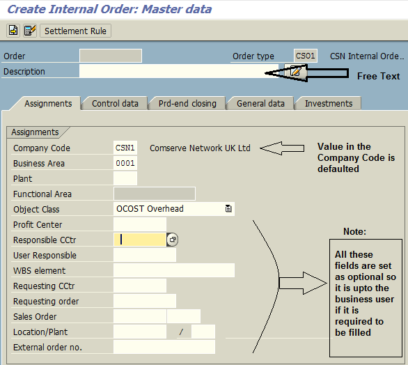 Create Internal Order Assignments