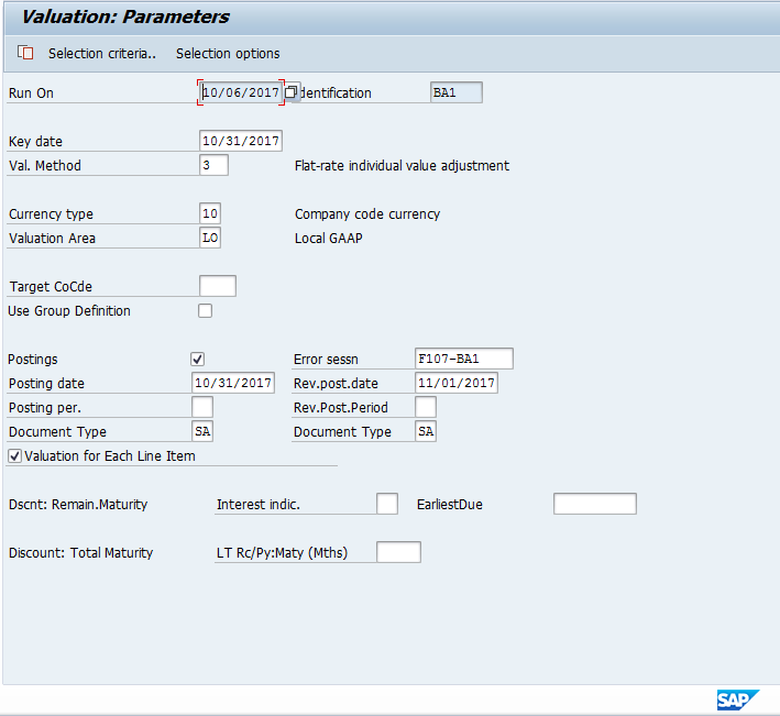 Valuation Parameters