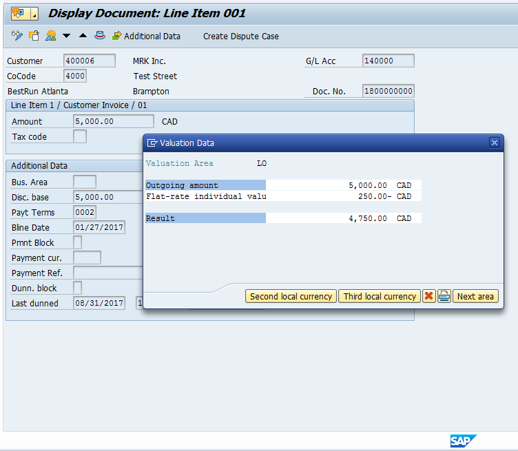 Valuation Data for Second Item