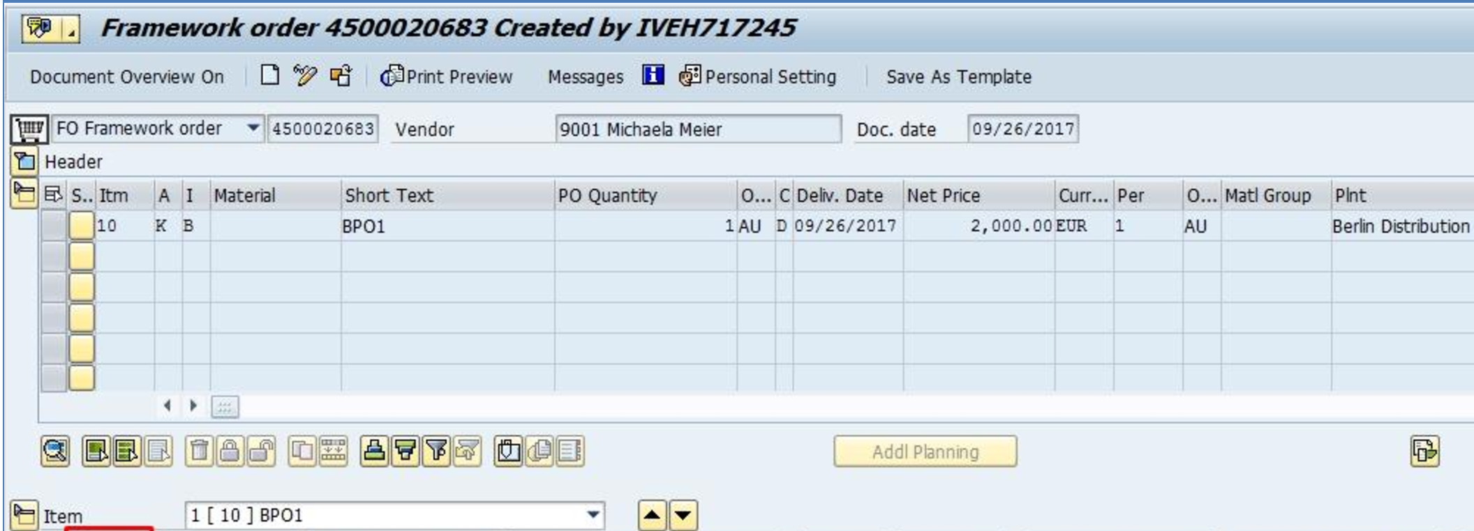 sap purchase order by vendor