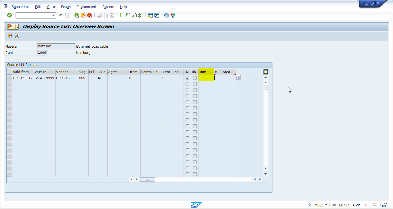 source assignment sap