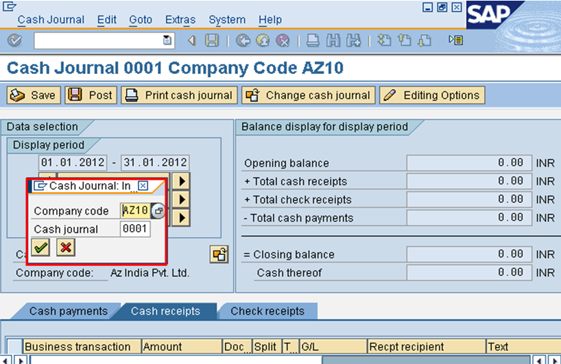 report zsd sales tcode Cash SAP FBCJ Journal