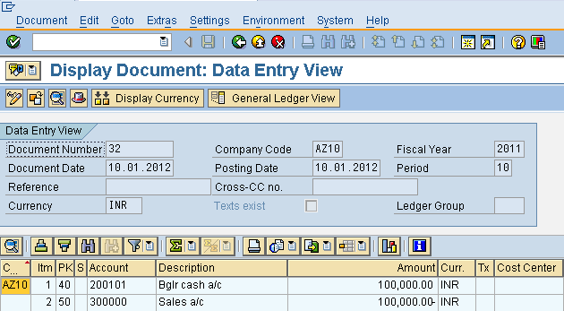 Cash Receipt Accounting Document