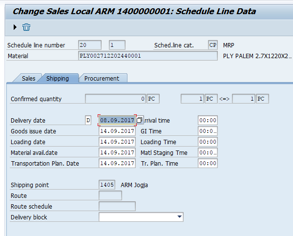 SAP SD Schedule Line Categories Determine Dates on Shipping Tab