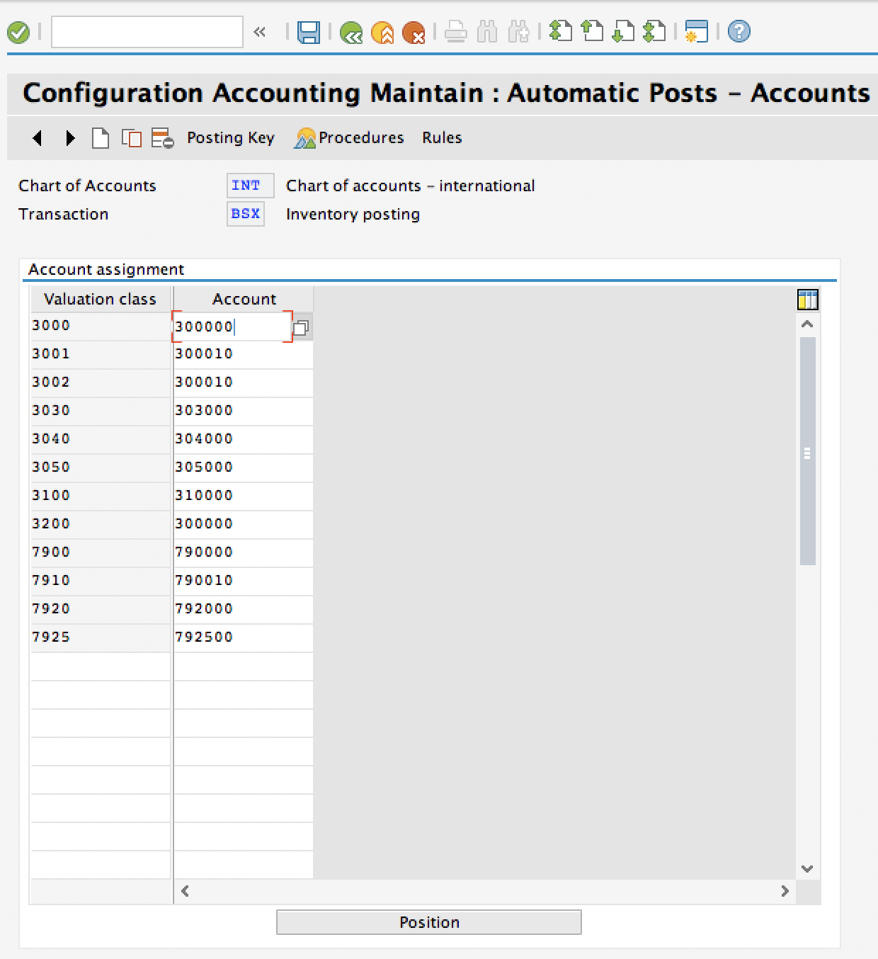 Account Determination for BSX Transaction Key - Transaction OBYC