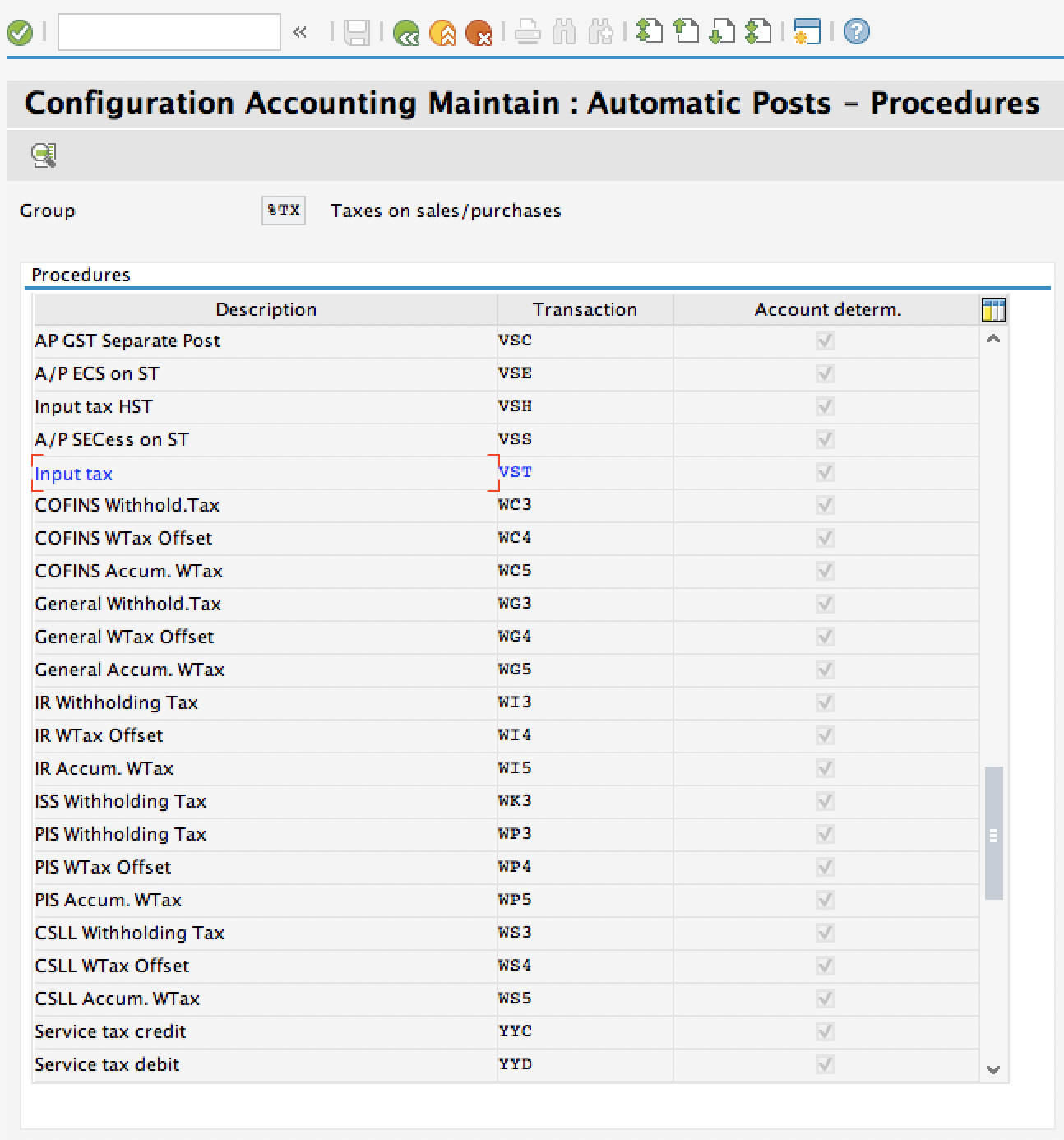 Automatic Tax Account Determination - Transaction OB40