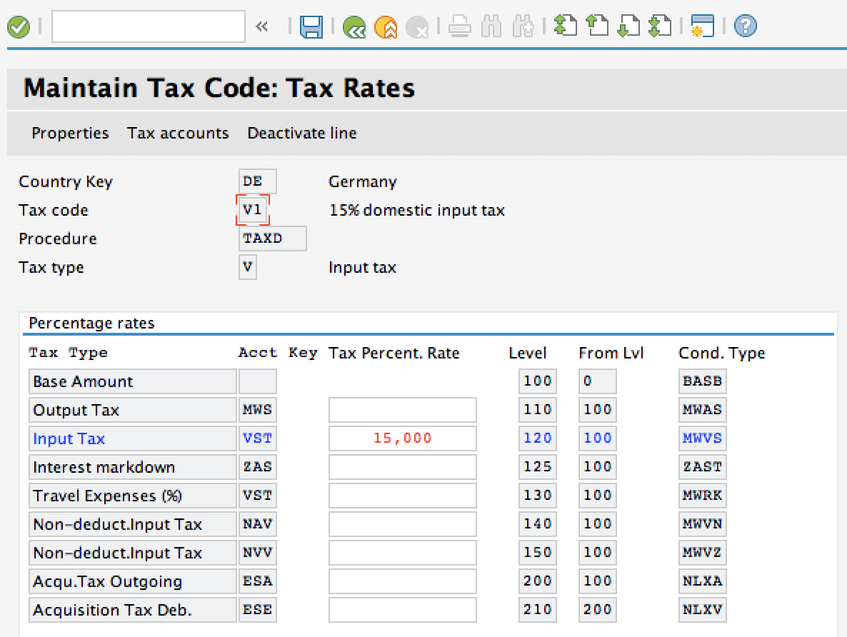 Tax Code Configuration - Transaction FTXP