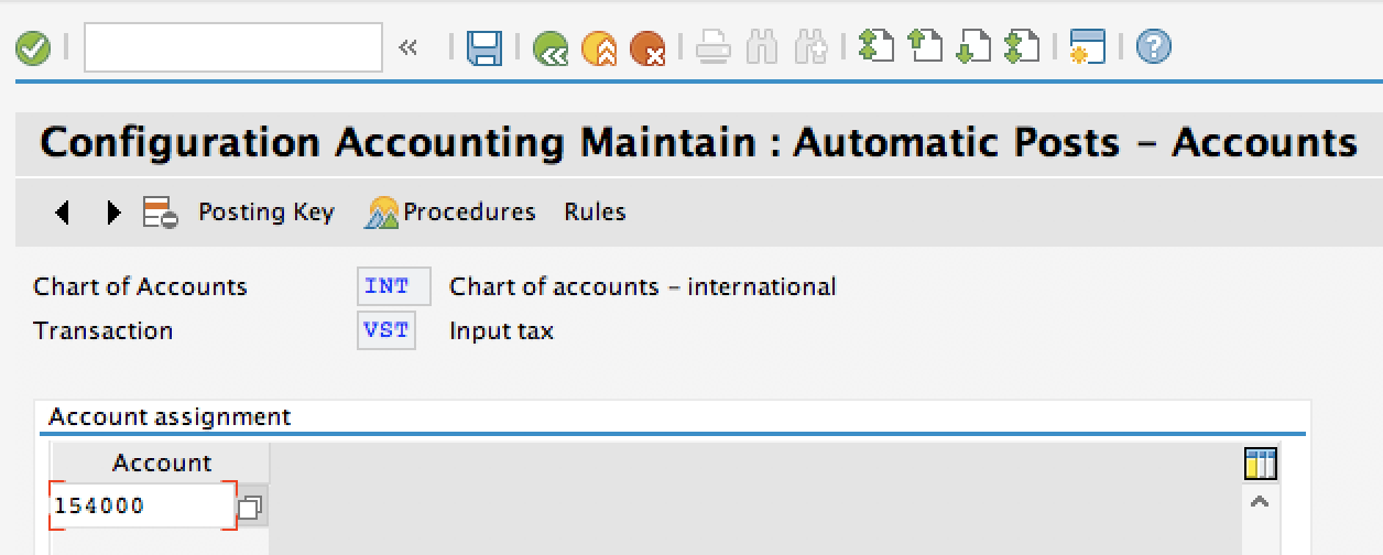 Automatic Tax Account Determination - VST Transaction Key
