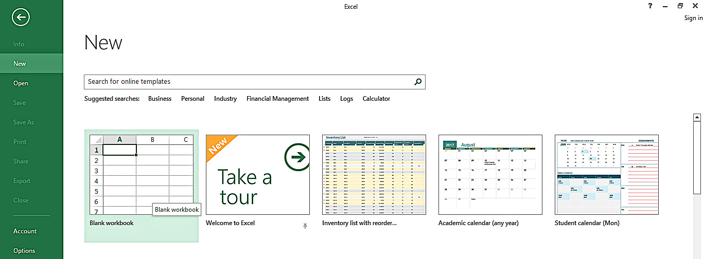 Creating a Blank Workbook