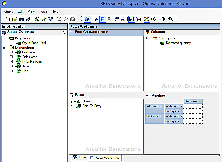 Query Definition: Rows/Columns