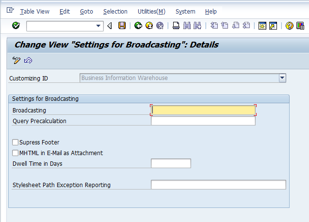 Settings for Broadcasting Emails