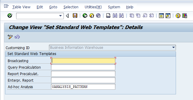 Setting Standard Web Templates