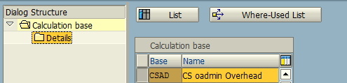 Calculation Base – Cost Element