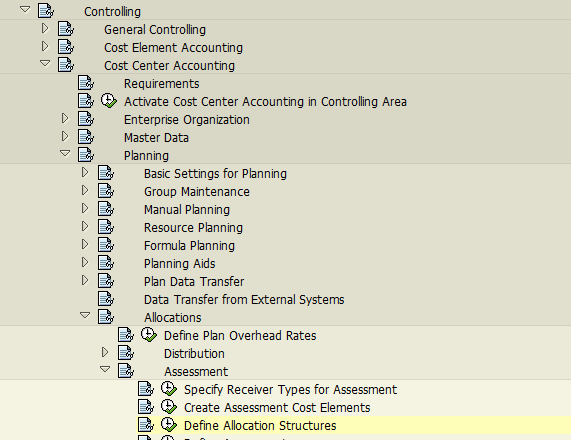 Define Allocation Structures in SPRO