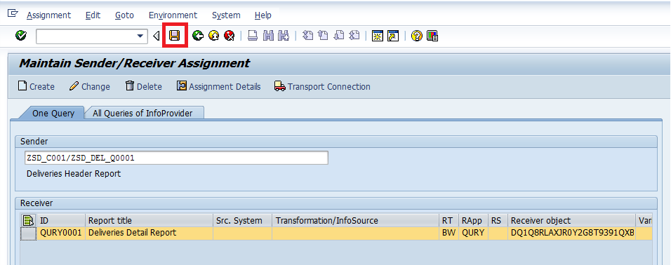 Saving the Sender/Receiver Assignment