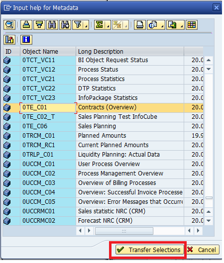 Transferring the Selected Objects