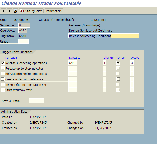 SAP Trigger Point Details